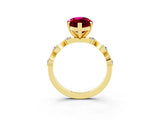 Yellow gold Marquise Cut Garnet Solitaire Twisted Band with Round  Accents and Prong Setting_15