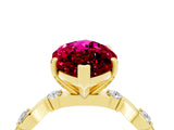 Yellow gold Marquise Cut Garnet Solitaire Twisted Band with Round  Accents and Prong Setting_16