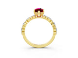Yellow gold Marquise Cut Garnet Solitaire with Side Stones, Pave Band, Four-Prong Setting_27