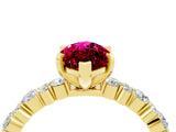 Yellow gold Marquise Cut Garnet Solitaire with Side Stones, Pave Band, Four-Prong Setting_28