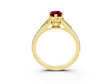 Yellow gold Marquise Cut Garnet Split Shank Engagement Ring with Pavé Band_3