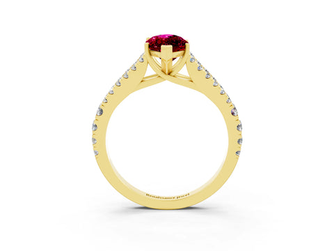 Yellow gold Marquise Cut Garnet Split Shank Pavé Engagement Ring with Four-Prong Setting_15