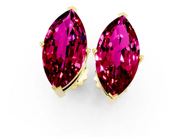 Yellow gold Marquise Cut Garnet Stud Earrings