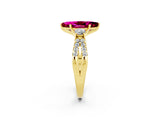 Yellow gold Marquise Cut Garnet Three-Stone Ring with Pavé Split Shank and Four-Prong Setting_14