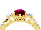 Yellow gold Marquise Cut Garnet Three-Stone Ring with Pavé Split Shank and Four-Prong Setting_16