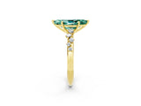 Yellow gold Marquise Cut Green Sapphire Cluster Side Stone Solitaire Ring with Prong Setting_26