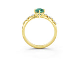 Yellow gold Marquise Cut Green Sapphire Cluster Side Stone Solitaire Ring with Prong Setting_27