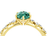 Yellow gold Marquise Cut Green Sapphire Cluster Side Stone Solitaire Ring with Prong Setting_28