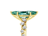 Yellow gold Marquise Cut Green Sapphire Cluster Side Stone Solitaire Ring with Prong Setting_29