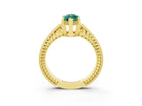 Yellow gold Marquise Cut Green Sapphire Engagement Ring with Milgrain Channel Set Band and Prong Setting_3