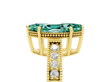 Yellow gold Marquise Cut Green Sapphire Engagement Ring with Milgrain Channel Set Band and Prong Setting_5