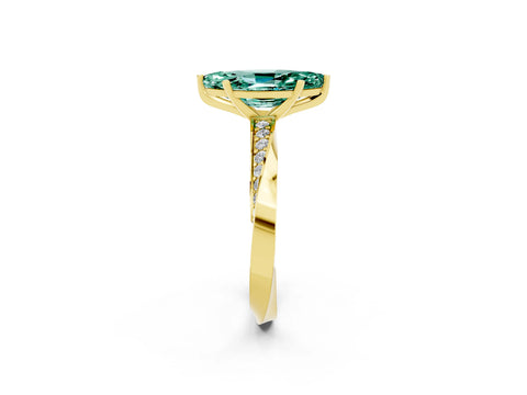 Yellow gold Marquise Cut Green Sapphire Engagement Ring with Side Stone Accents and Four-Prong Setting_29