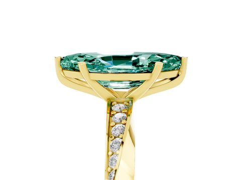 Yellow gold Marquise Cut Green Sapphire Engagement Ring with Side Stone Accents and Four-Prong Setting_32