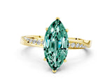 Yellow gold Marquise Cut Green Sapphire Engagement Ring with Side Stone Accents and Four-Prong Setting_60