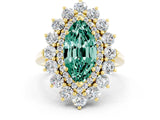 Yellow gold Marquise Cut Green Sapphire Floral Double Halo Engagement Ring with Prong Setting_84