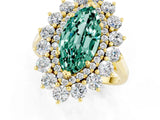 Yellow gold Marquise Cut Green Sapphire Floral Double Halo Engagement Ring with Prong Setting_85
