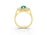 Yellow gold Marquise Cut Green Sapphire Floral Double Halo Engagement Ring with Prong Setting_87