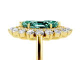 Yellow gold Marquise Cut Green Sapphire Floral Double Halo Engagement Ring with Prong Setting_89
