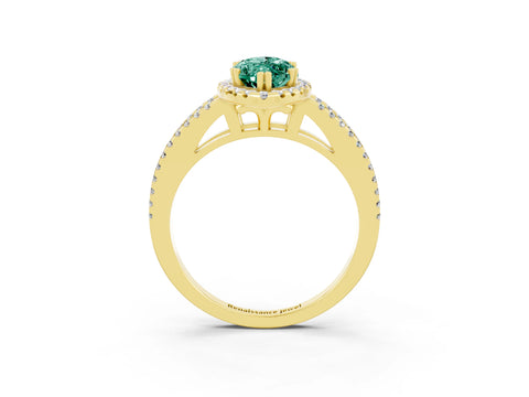 Yellow gold Marquise Cut Green Sapphire Halo Split Shank Engagement Ring_15