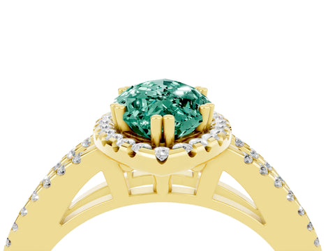 Yellow gold Marquise Cut Green Sapphire Halo Split Shank Engagement Ring_16