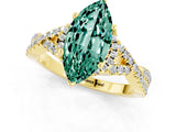 Yellow gold Marquise Cut Green Sapphire  Halo Twist Band Solitaire Prong Setting Ring_25