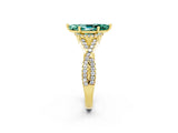 Yellow gold Marquise Cut Green Sapphire  Halo Twist Band Solitaire Prong Setting Ring_26