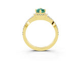 Yellow gold Marquise Cut Green Sapphire  Halo Twist Band Solitaire Prong Setting Ring_27