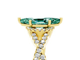 Yellow gold Marquise Cut Green Sapphire  Halo Twist Band Solitaire Prong Setting Ring_47