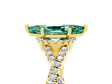 Yellow gold Marquise Cut Green Sapphire Halo Twist Band Solitaire Prong Setting Ring_5