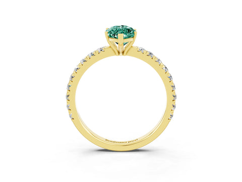 Yellow gold Marquise Cut Green Sapphire Pavé Solitaire Engagement Ring with Four-Prong Setting_15