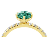 Yellow gold Marquise Cut Green Sapphire Pavé Solitaire Ring with Round Band and Prong Setting_28