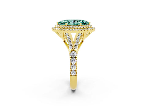 Yellow gold Marquise Cut Green Sapphire Pavé Split Shank Double Halo Engagement Ring_2