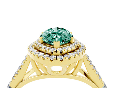 Yellow gold Marquise Cut Green Sapphire Pavé Split Shank Double Halo Engagement Ring_4