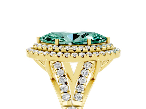 Yellow gold Marquise Cut Green Sapphire Pavé Split Shank Double Halo Engagement Ring_5