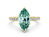 Yellow gold Marquise Cut Green Sapphire Pave Band Solitaire Ring with Four-Prong Setting_24