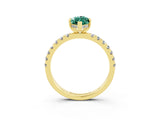 Yellow gold Marquise Cut Green Sapphire Pave Band Solitaire Ring with Four-Prong Setting_27