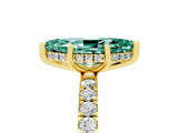 Yellow gold Marquise Cut Green Sapphire Pave Band Solitaire Ring with Four-Prong Setting_29