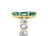 Yellow gold Marquise Cut Green Sapphire Prong Setting with Side Stones on a Pave Band_5