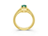 Yellow gold Marquise Cut Green Sapphire Ring with Milgrain Pavé Band and Four-Prong Setting_15