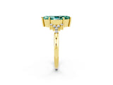 Yellow gold Marquise Cut Green Sapphire Ring with Side Stones and Four-Prong Setting_38