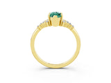 Yellow gold Marquise Cut Green Sapphire Ring with Side Stones and Four-Prong Setting_39