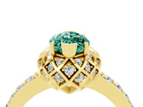 Yellow gold Marquise Cut Green Sapphire Scalloped Halo Engagement Ring with Round Shared Prong Band_16