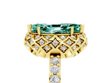 Yellow gold Marquise Cut Green Sapphire Scalloped Halo Engagement Ring with Round Shared Prong Band_17