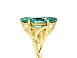 Yellow gold Marquise Cut Green Sapphire Solitaire Celtic Knot Ring with Four-Prong Setting_17