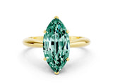 Yellow gold Marquise Cut Green Sapphire Solitaire Engagement Ring with Cathedral Setting and Four-Prong Mount_24