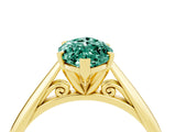 Yellow gold Marquise Cut Green Sapphire Solitaire Engagement Ring with Cathedral Setting and Four-Prong Mount_28