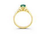 Yellow gold Marquise Cut Green Sapphire Solitaire Engagement Ring with Cathedral Setting and Four-Prong Mount_69