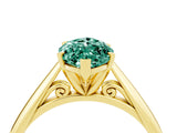 Yellow gold Marquise Cut Green Sapphire Solitaire Engagement Ring with Cathedral Setting and Four-Prong Mount_70