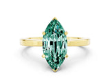 Yellow gold Marquise Cut Green Sapphire Solitaire Engagement Ring with Classic Band and Four-Prong Setting_24