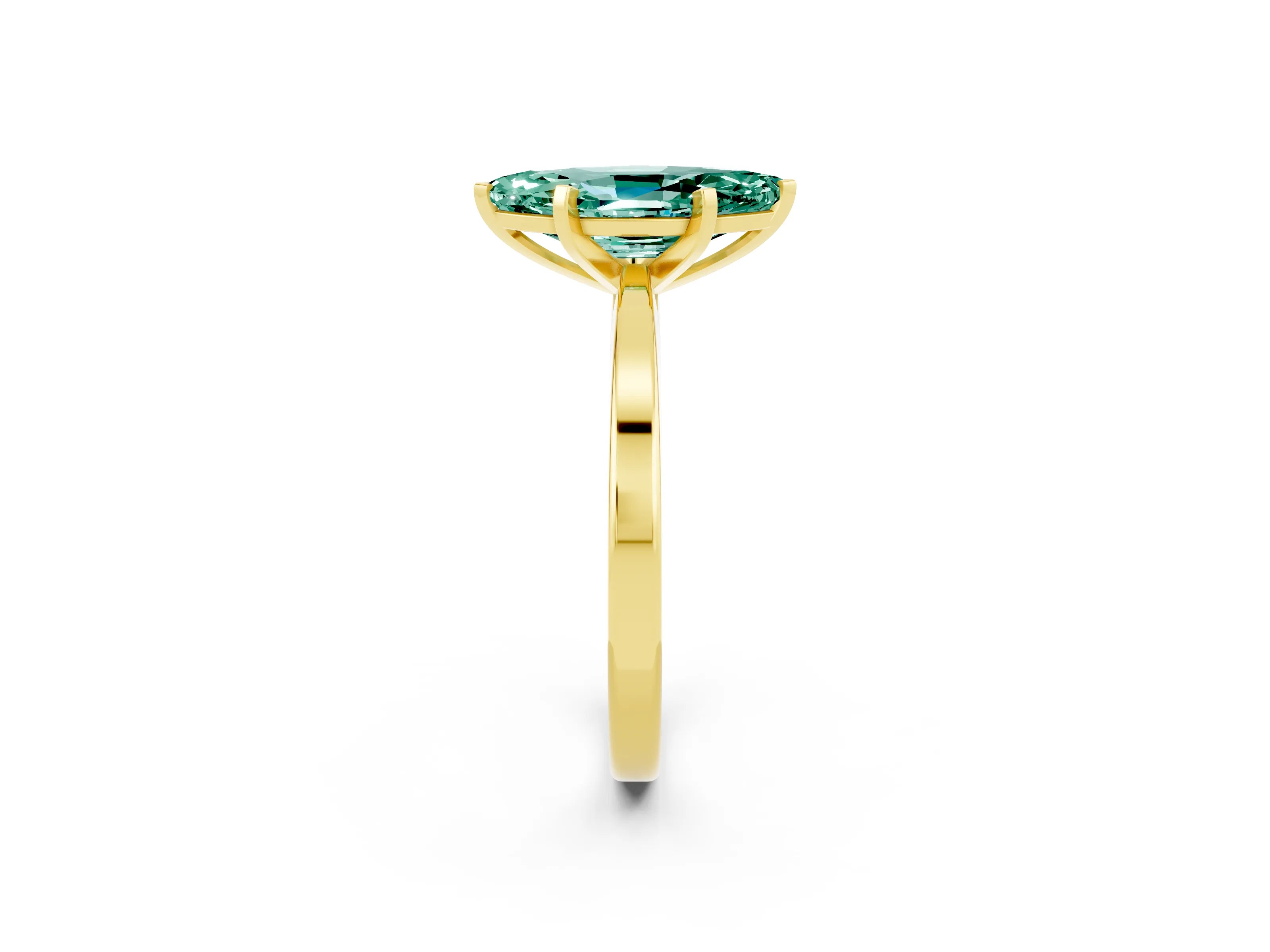 Yellow gold Marquise Cut Green Sapphire Solitaire Engagement Ring with Classic Band and Four-Prong Setting_26